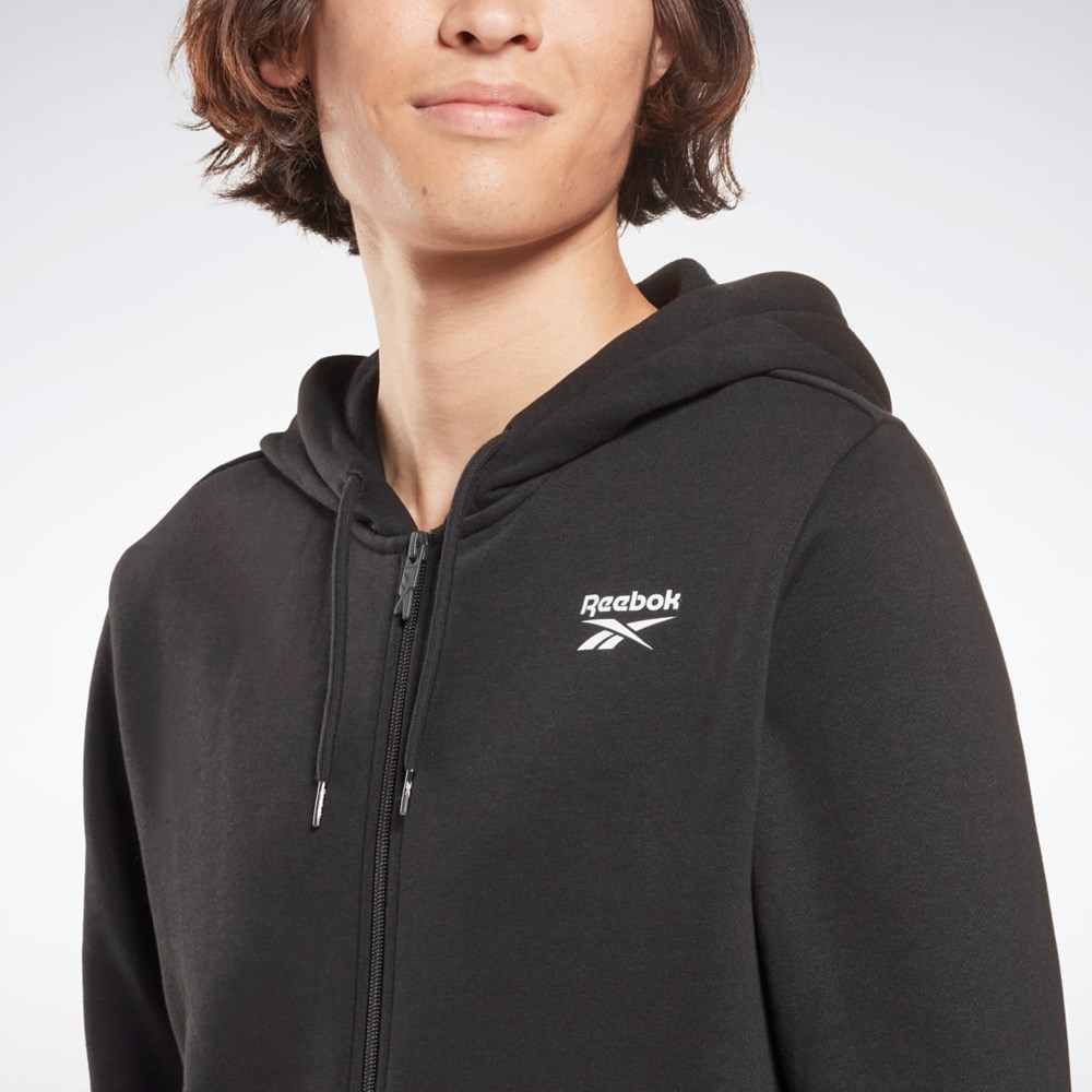 Reebok Reebok Identity Fleece Zip-Up Hoodie Černé | AJBYH2193