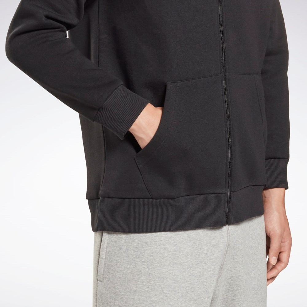 Reebok Reebok Identity Fleece Zip-Up Hoodie Černé | AJBYH2193