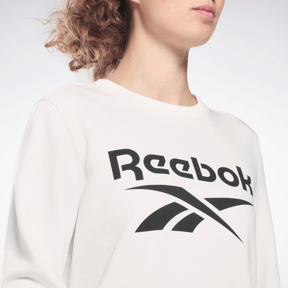 Reebok Reebok Identity Logo French Terry Crew Sweatshirt Bílé Černé | NLPHX2184