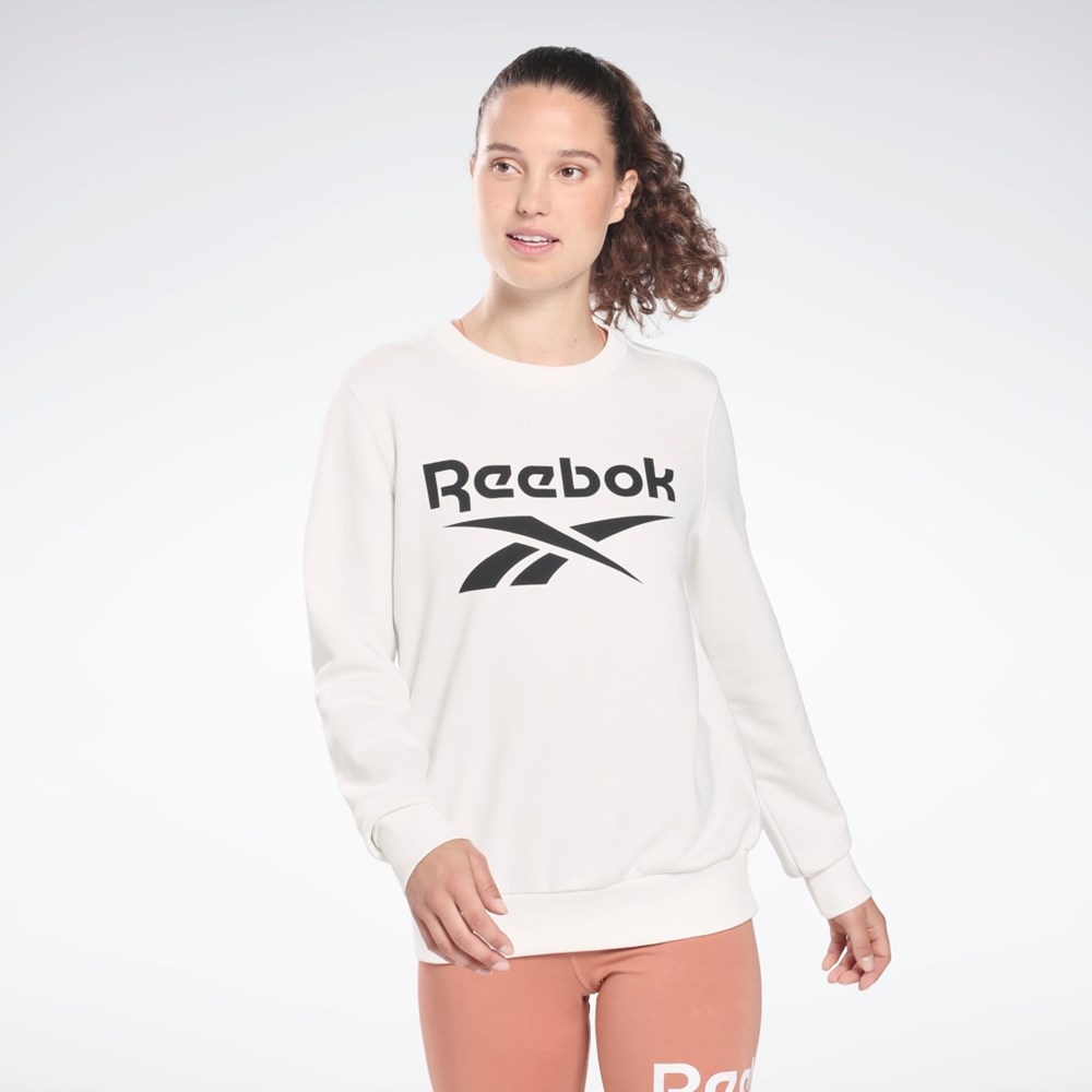 Reebok Reebok Identity Logo French Terry Crew Sweatshirt Bílé Černé | NLPHX2184