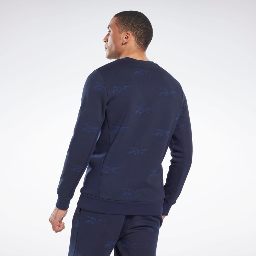 Reebok Reebok Identity Vector Fleece Crew Sweatshirt Tmavě Blankyt | TZAUR7132