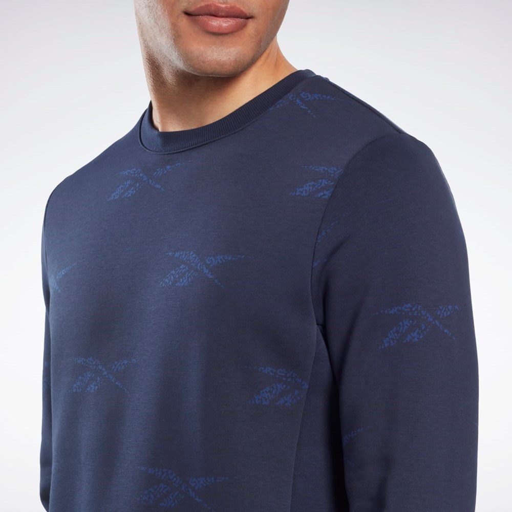 Reebok Reebok Identity Vector Fleece Crew Sweatshirt Tmavě Blankyt | TZAUR7132