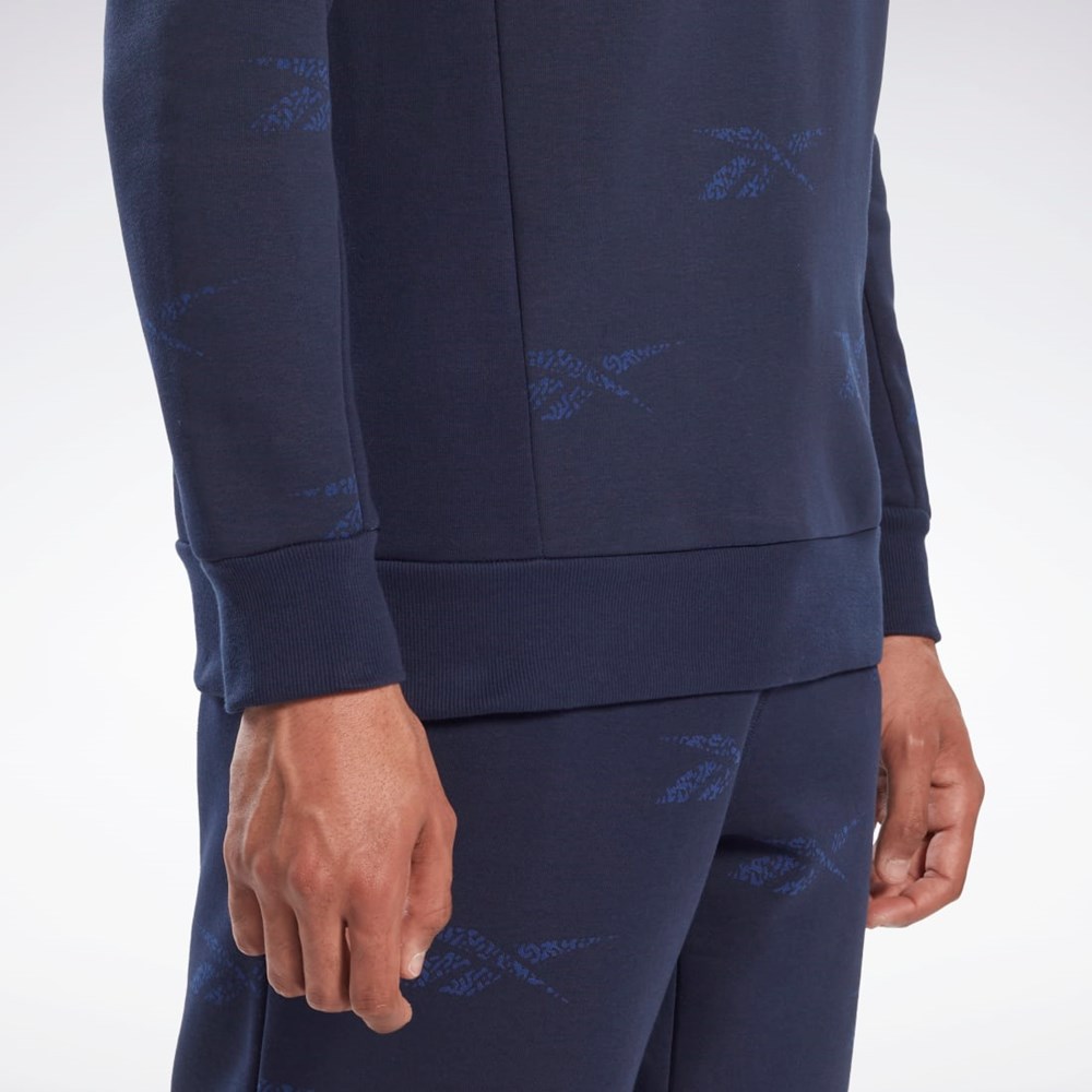Reebok Reebok Identity Vector Fleece Crew Sweatshirt Tmavě Blankyt | TZAUR7132