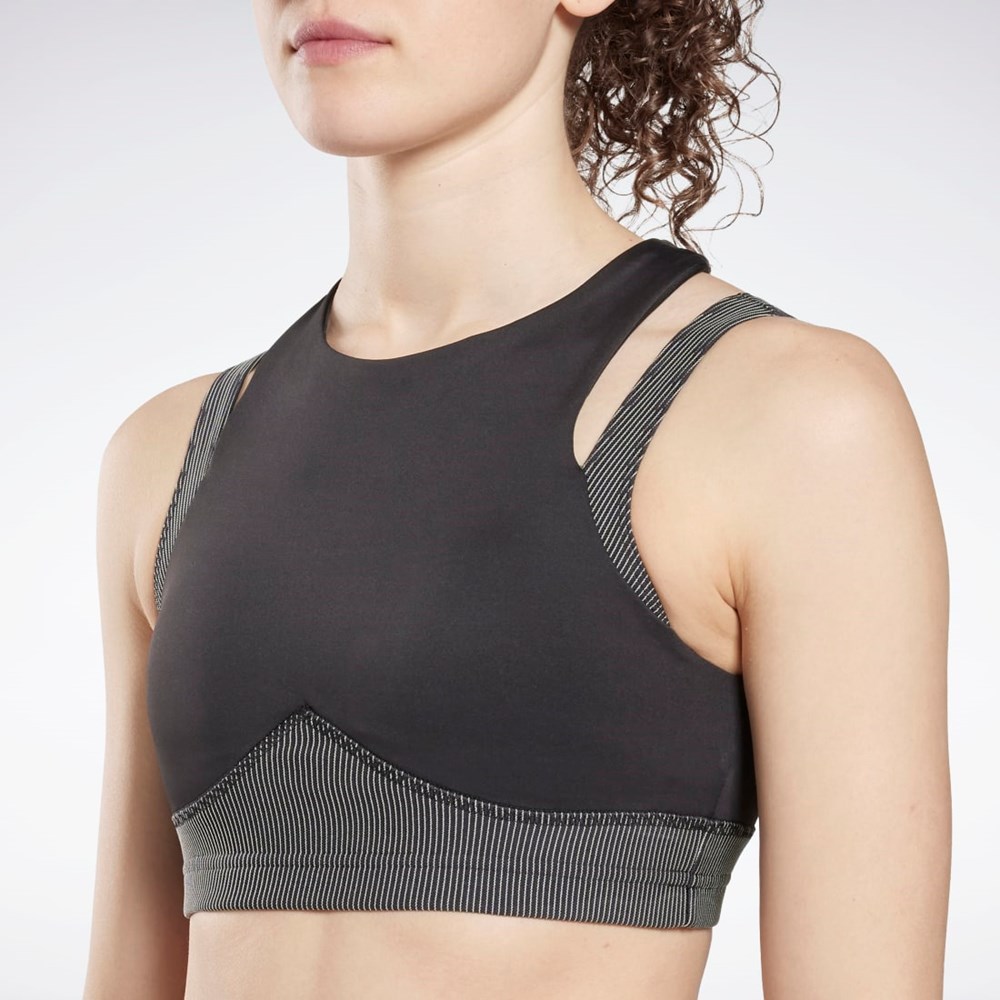 Reebok Studio Layered Bra Top Černé | UXRAT5974