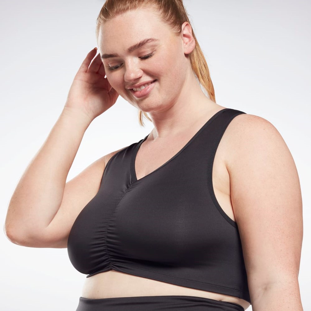 Reebok Studio Ruched Cropped Tank Top (Plus Size) Černé | CSGDW9721