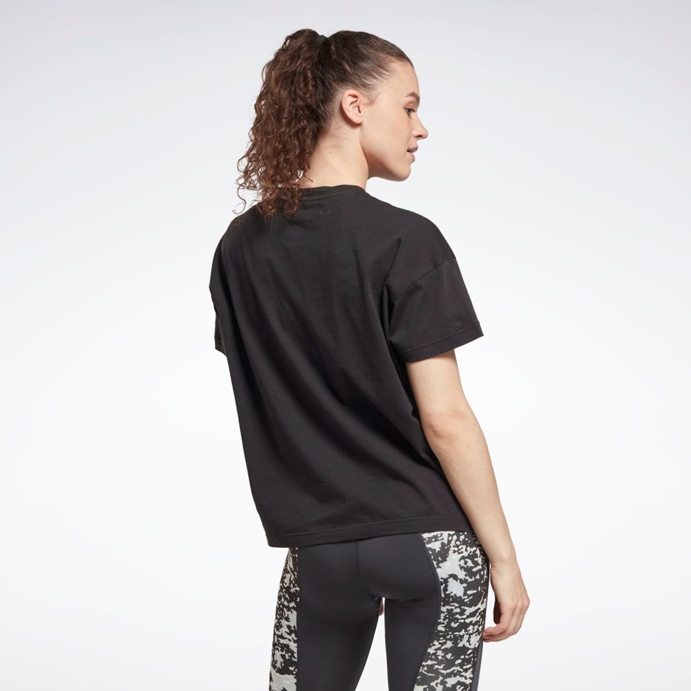 Reebok Tréninková Essentials Modern Safari Grafická Tee Černé | NURZV2096