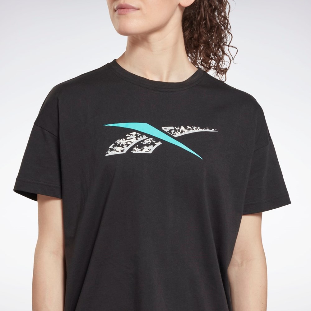 Reebok Tréninková Essentials Modern Safari Grafická Tee Černé | NURZV2096