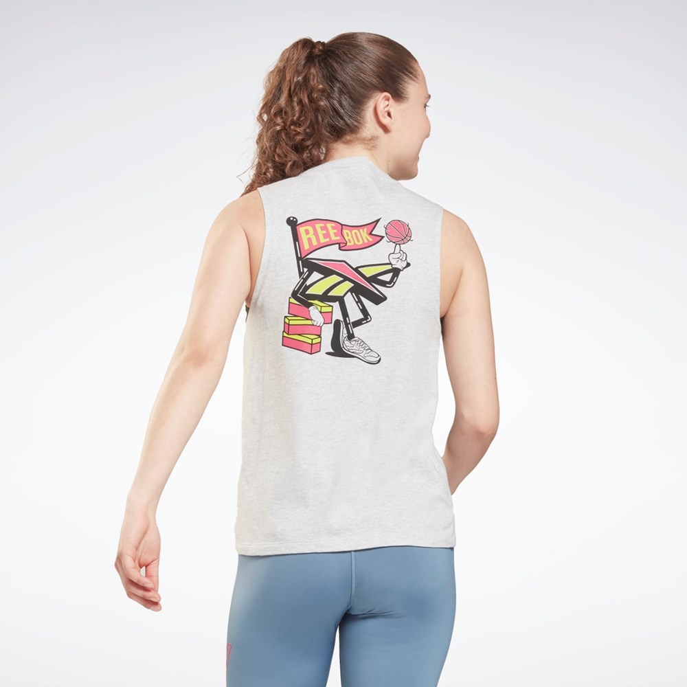 Reebok Tréninková Essentials Muscle Grafická Tank Top Světle Šedé | DQPOS9703
