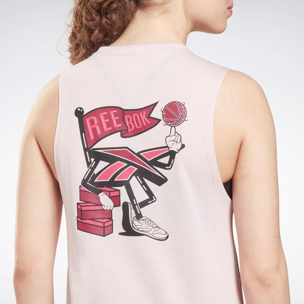 Reebok Tréninková Essentials Muscle Grafická Tank Top Frost Berry | VUZXH0751