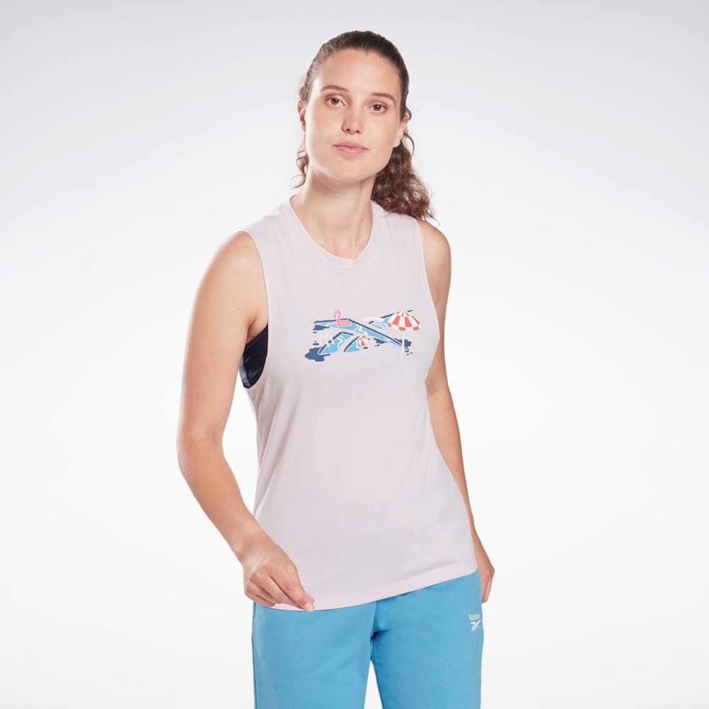Reebok Tréninková Essentials Muscle Tank Top Quartz Glow | TNEDO7691