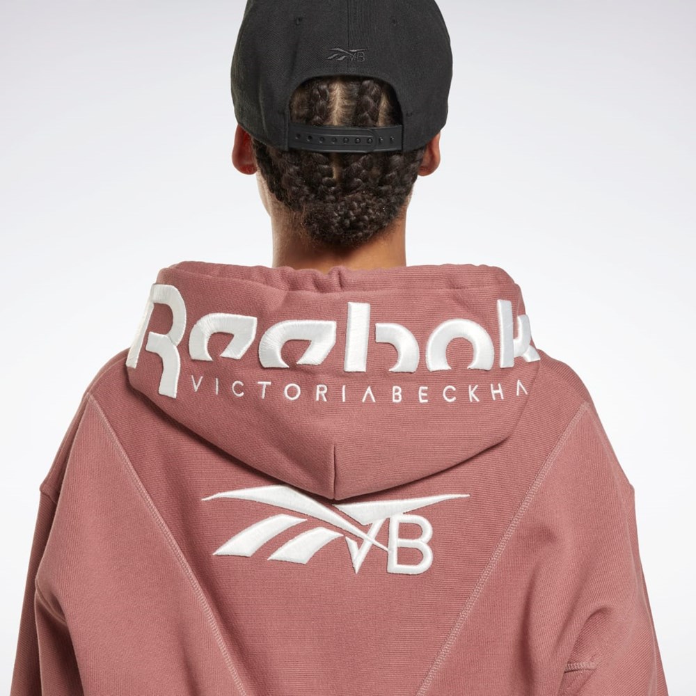 Reebok Victoria Beckham Crop Logo Hoodie Parched Earth | KLYHM0937