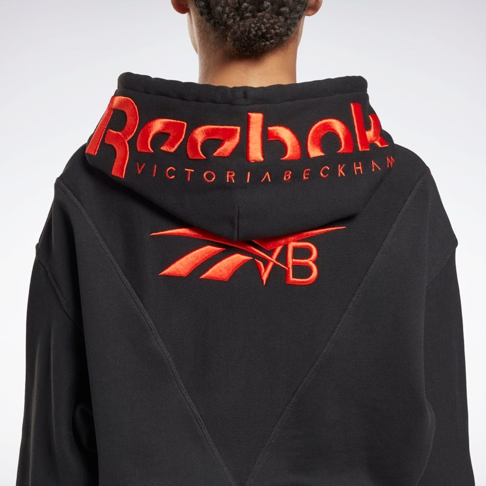 Reebok Victoria Beckham Crop Logo Hoodie Černé | WAKMT5906