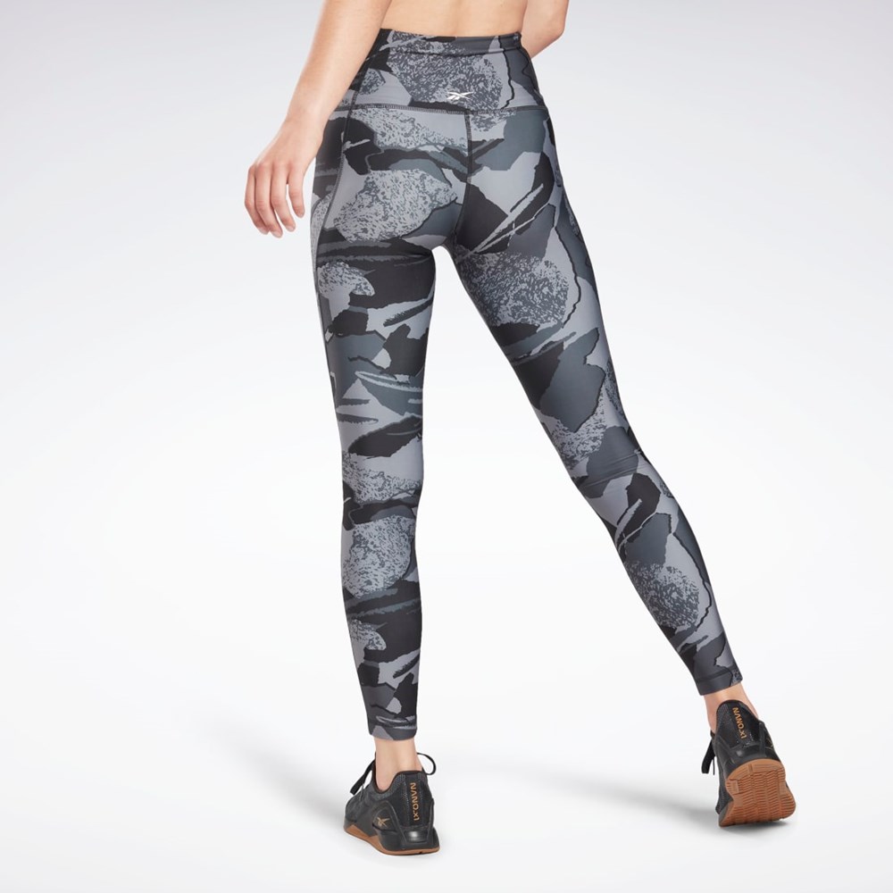 Reebok Workout Ready Printed Leggings Černé | VATUW6197