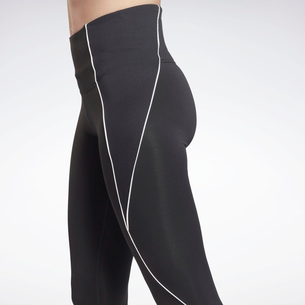 Reebok Workout Ready Žebrovaný High-Rise Leggings Černé | DOWGN8201