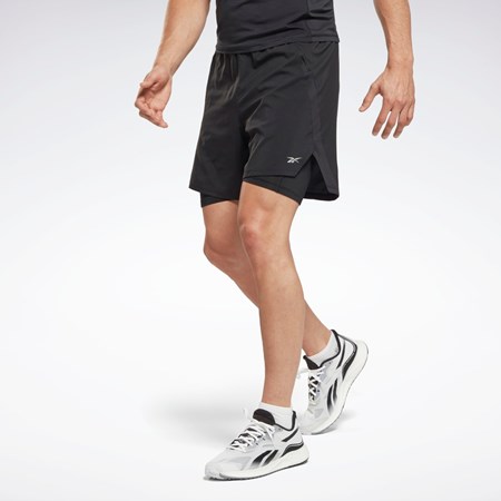 Reebok Běžecké Two-in-One Shorts Černé | ZWOTG3269