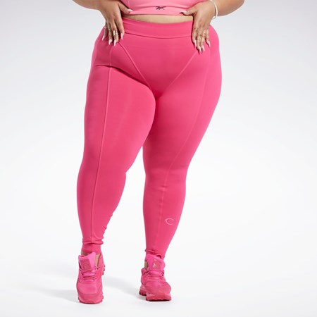 Reebok Cardi B High-Rise Tights (Plus Size) Růžové | DVCYR9820