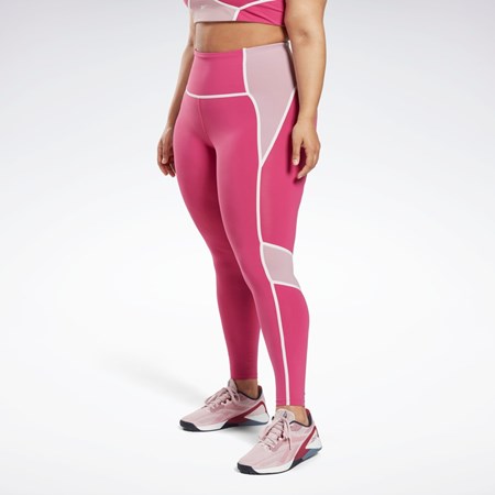 Reebok Lux High-Waisted Colorblock Tights (Plus Size) Růžové | SKCIU7548
