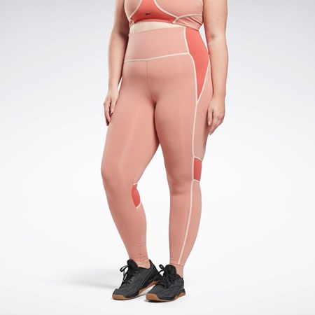 Reebok Lux High-Waisted Colorblock Tights (Plus Size) Koralove | WFGRD6058