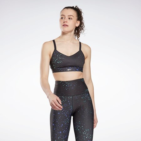 Reebok Lux Multi-Colored Speckle Páskové Bra Černé | JODFZ0413