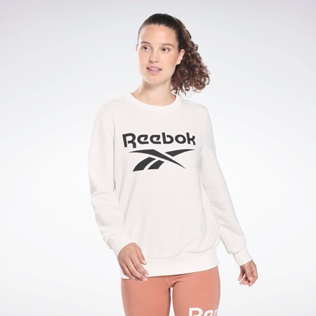 Reebok Reebok Identity Logo French Terry Crew Sweatshirt Bílé Černé | NLPHX2184